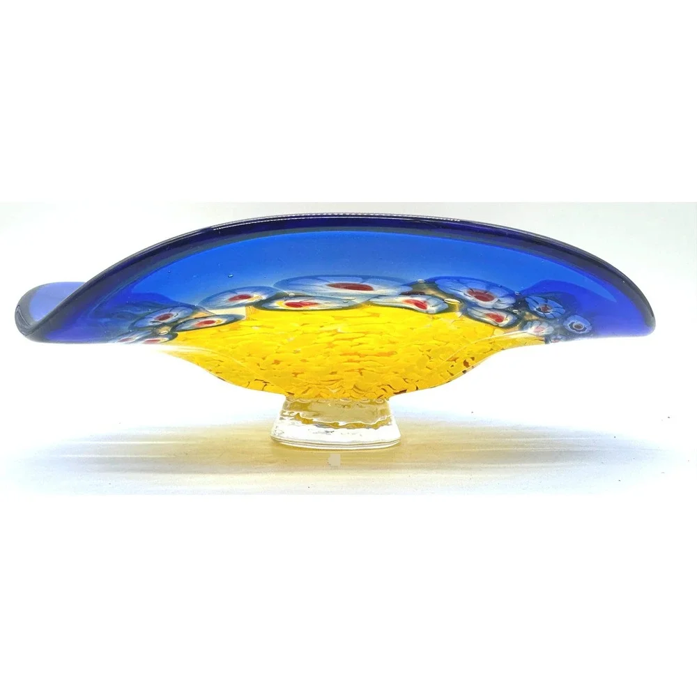 Murano Style Art Glass Footed Bowl 12